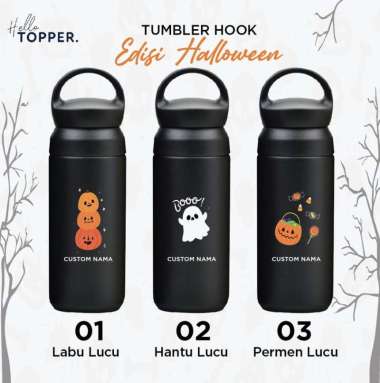 Custom Nama Termos Tumbler Hook UV Print Termos Botol Minum Halloween Labu Lucu