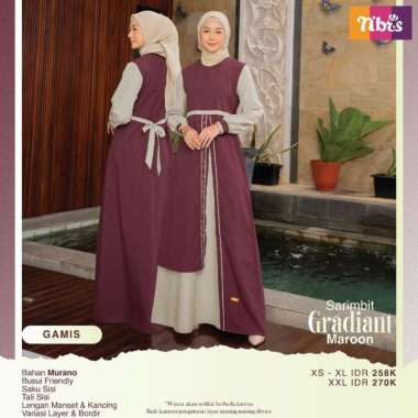 Nibras sarimbit gamis gradiant maroon XL