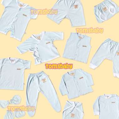 [BIRU 0-3m SML] CHIYO BABY 1pcs Baju Kimono Celana Jumper Romper STK Topi Popok Tali Bayi Baru Lahir