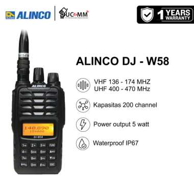 Alinco DJ-W58 Handy Talky Dual Band VHF UHF Waterproof IP67 Original Garansi Resmi 1 Tahun
