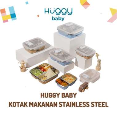 Huggy Baby Stainless Steel Lunch Box | Kotak Makan Anak Bayi Besi KM01 550ML Latte