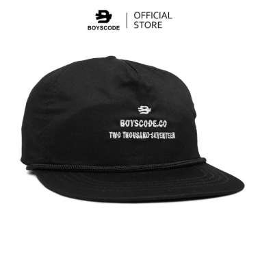 BOYSCODE Topi Snapback Five Panel Tali Pria Wanita Motif Two Thousand and Seventeen Hitam