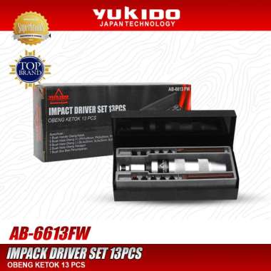 Yukido Obeng Ketok 13Pcs - Yukido Obeng Getok Putar / Impact Driver Set 13PCS Yukido AB-6613FW