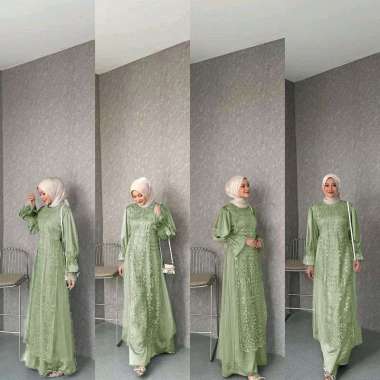 Gamis pesta brukat Maxi Linni gamis brukat dress muslim baju muslim wanita dress muslimah gamis kond