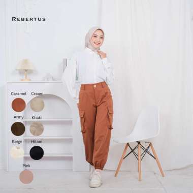 Celana Panjang Chinos Jogger Wanita Rebertus Gisa Cream