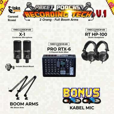 PAKET PODCAST RECORDING TECH 2 ORANG - PRO RTX6 - RECORDING TECH X1 FULL BOOM ARM
