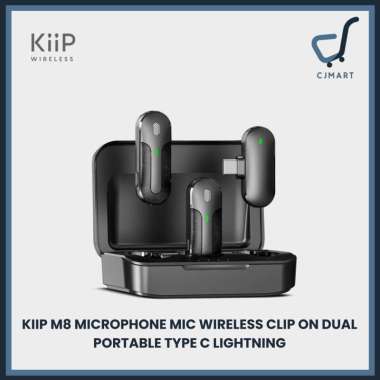 KIIP M8 MICROPHONE MIC WIRELESS CLIP ON DUAL PORTABLE TYPE C LIGHTNING Hitam Lightning