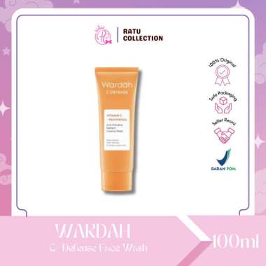 WARDAH C-DEFENSE WITH VITAMIN C ENERGIZING CREAMY WASH 60ml & 100ml -Wardah Cuci Muka 60ml