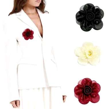 Bros Bunga Teratai Sidra Lotus Flower Brooch Peniti Tuspin Bros Pin Organza Silk Satin Handmade Fash