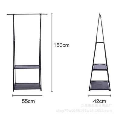 Rak Triangle Stand Hanger Rak Baju Gantung Aesthetic Rak Buku Hitam