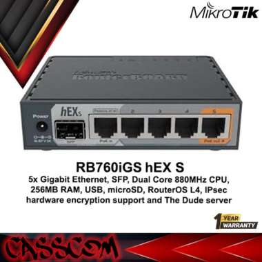 Mikrotik hEX S 5x Router RB760iGS Gigabit Ethernet + SFP