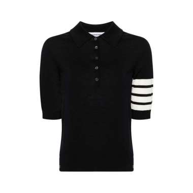 Thom Browne 4-Bar Wool Relaxed Polo Shirt Navy 38 Blue