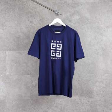 Kaos GIVENCHY 4G 4 STAR WHITE NAVY T-SHIRT 100% ORIGINAL L