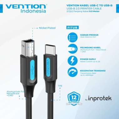 Vention Kabel USB-C to USB-B 2.0 Printer Cable Scanner for Epson Canon - CQU 1M