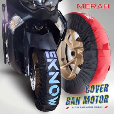 Cover Ban Motor MERAH HITAM – Sarung Penutup Ban – Pelindung Ban– Bungkus Ban – Selimut Ban Motor Un