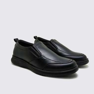 Douglas Black V7.10 - Sepatu Pria Kulit Asli Impor Slip On Casual Formal Cowok Semi Pantofel 42