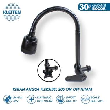 KLEITEN Kran Angsa Fleksibel Hitam On Off Keran Angsa Keran Dapur Cuci Piring Kran Sink Kran Bebek B