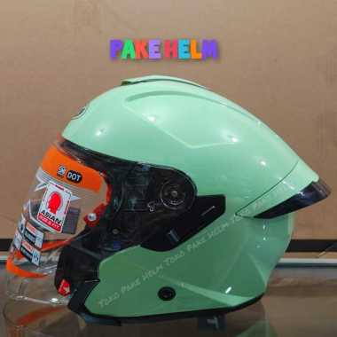 HELM INK TERRA 2 MATCHA GREEN HALF FACE DOUBLE VISOR M