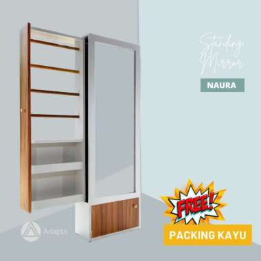 Adapta - Standing Mirror - Cermin Lantai Lemari Hijab dan Rak Makeup -Cermin Full Body Storage Depan