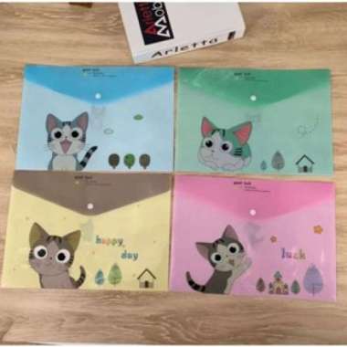 MAP PLASTIK A4 KARAKTER/MAP FILE LUCU/MAP KANCING A4 KARAKTER KUCING KUNING