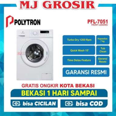 MESIN CUCI FRONT LOADING POLYTRON PFL 7051 7KG PFL7051 7 KG 1 TABUNG