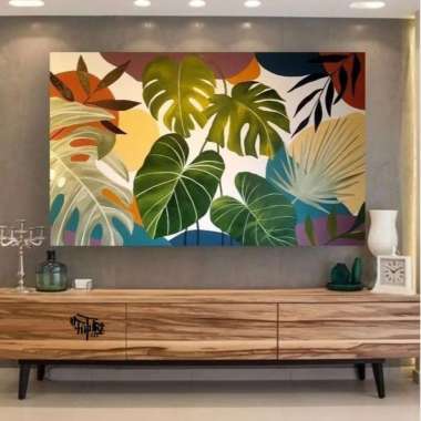 Hiasan Dinding Aesthetic Kamar Lukisan Kanvas Daun Include Frame FUTURE ART PAINTING DENGAN BINGKAI 