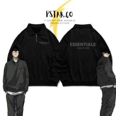 jaket half zipper Essential Jay jo Wind breaker Outfit Hitam L