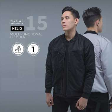 Jaket Bomber Bolak Balik Multifungsi HELIO Coffee - Iwearzule Hitam 5XL