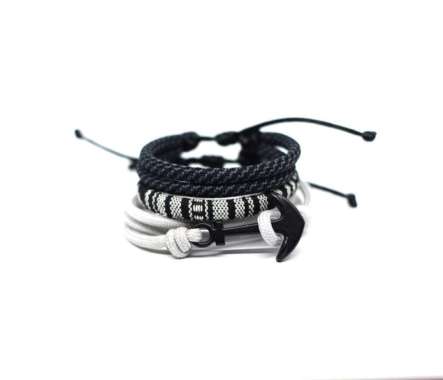 Gelang Pria Tali Hitam Paket Paracord Prusik Set Premium Best Seller BNWMIX