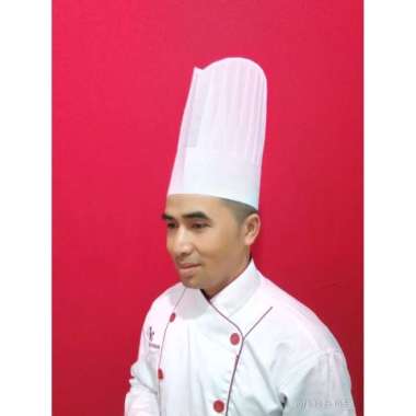 Topi Hat Koki Chef Dapur Masak Oval Kertas Tinggi Seragam Viscose 30cm