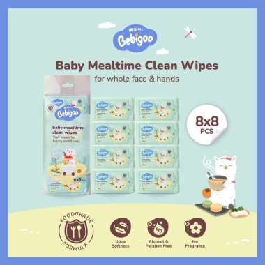 Tisu Basah Bayi Bebigoo Tissue Basah Baby Mealtime Clean Wet Wipes 8x 8 pcs Food grade
