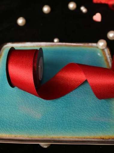 PITA SATIN 38 MM POLOS WARNA GLITTER GOLD DAN MERAH red