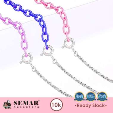 Kalung Tali Emas Elea Ice Glow Candy Chain White Gold 10K Semar Nusantara, Warna Pink