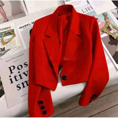 blazer crop wanita/jas crop wanita terbaru/jas kerja wanita/outerwear wanita XXL Pink fuschia