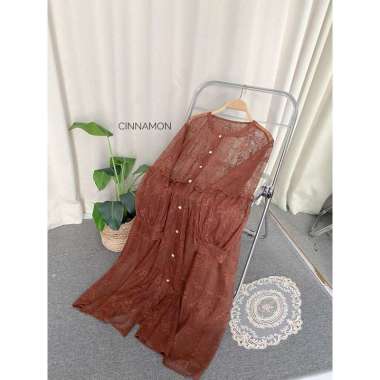 Gio Brocade Outer | Brukat cardi cardy long outer tunic tunik blue black sage dusty pink browny whit