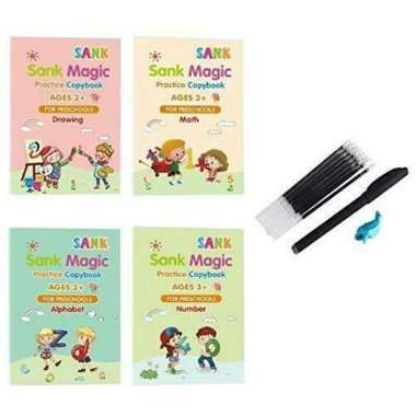 HWLB Sank Magic Book / Buku latihan menulis anak 1 set isi 4 buku dan pen 4 Buku Sank Book