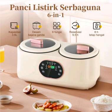 Mini Electric Hotpot Panci Listrik 6-in-1 & Mini Panci Listrik Serbaguna/Panci Steamer Listrik Doubl