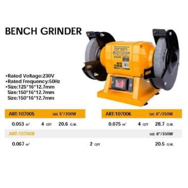 DINGQI Mesin Gerinda Duduk 8in 350W Bench Grinder 107008