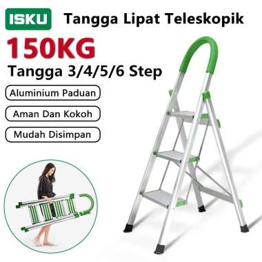 ISKU Tangga Lipat Tangga 3/4/5/6 Step Rumah Lipat Tangga Lipat Household Ladder/ Tangga Lipat Alumin