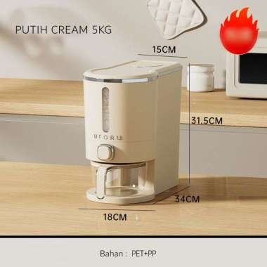 TEMPAT BERAS SLIM/TEMPAT BERAS NORDIC/TEMPAT BERAS ESTETIK/TEMPAT BERAS HEMAT TEMPAT UFORU/ PUTIH 5K