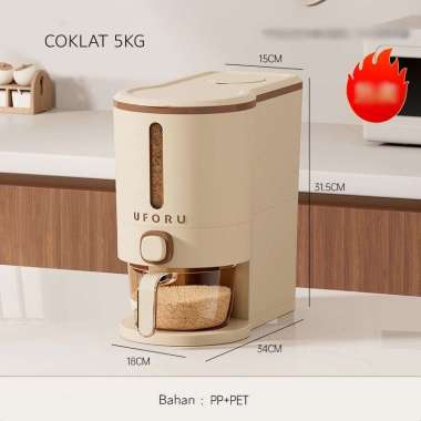 TEMPAT BERAS SLIM/TEMPAT BERAS NORDIC/TEMPAT BERAS ESTETIK/TEMPAT BERAS HEMAT TEMPAT UFORU/ COKLAT 5