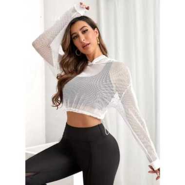 Oppa Style Shop Hoodie Jaring Crop Top Serut Sporty / Hoodie Jaring Sport Running Crop Serut CROP SE