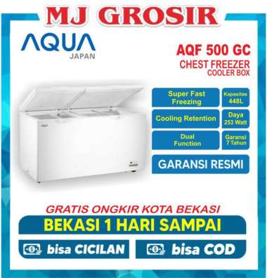 AQUA AQF 500 GC CHEST FREEZER BOX 488 L LEMARI PEMBEKU 488 LITER
