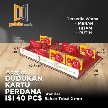 Acrylic Dudukan Kartu Perdana Isi 40 Putih