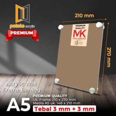 AKRILIK WALL FRAME A5 / ACRYLIC FRAME A5 LANDSCAPE / PORTRAIT 3MM+3MM