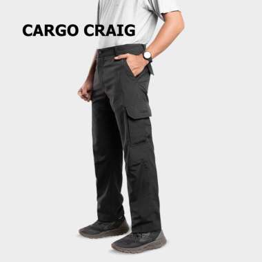 Celana Cargo Panjang Pria Wanita Quick Dry Ringan Stretch Cozmeed Craig Hitam XL
