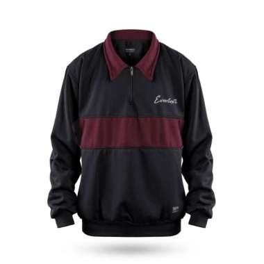 Sweater Crewneck Polos Pria Wanita Sweater Vintage Unisex Kombinasi BLACK MAROON XXL