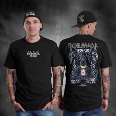 Kaos Anime One Piece Roronoa Zoro Kaos DISTRO Pria Anime One Piece Roronoa Zoro Hitam sablon XL