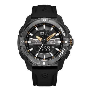 Jam Tangan Pria Alexandre Christie Digi AC 9404 MH REPBAYL Men Digital Analog Dial Black Rubber Stra