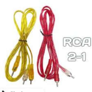 Jack RCA 2-1 Transparan Kabel audio 2-1, jack 3.5mm stereo to rca 2 audio 1.5 meter transparan